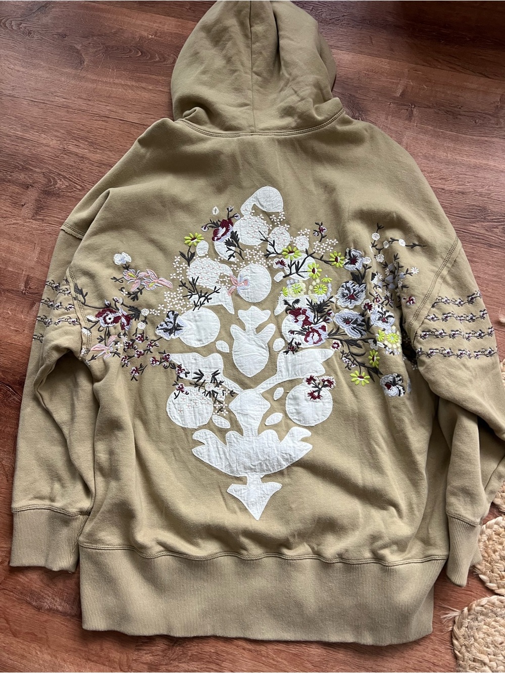 Free People FP Movement At My Best Embroidered Hoodie Size Medium RT $198